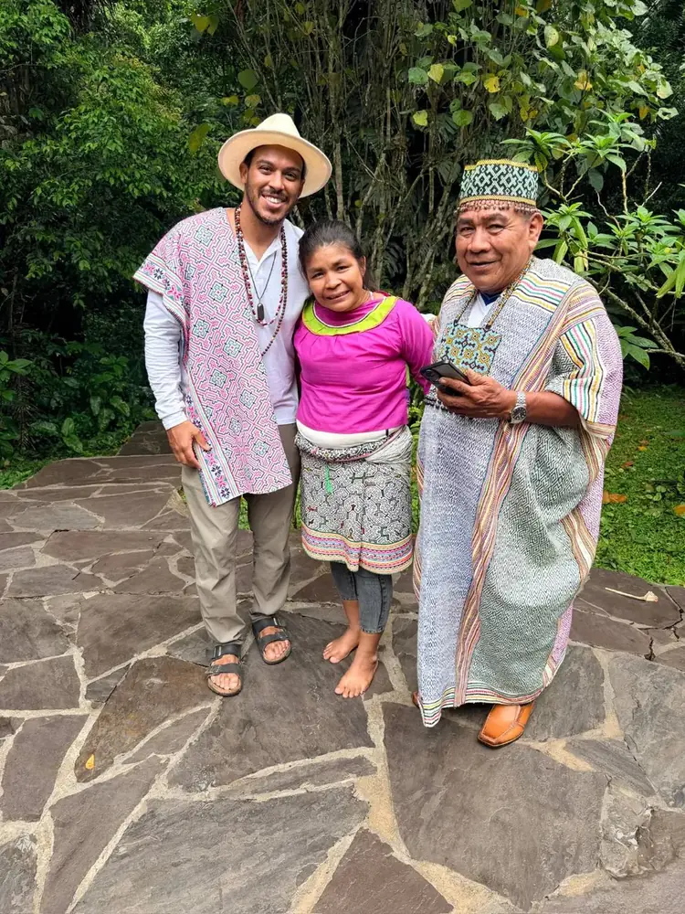 Robert Solano with two Shipibo healers in the Peruvian Amazon