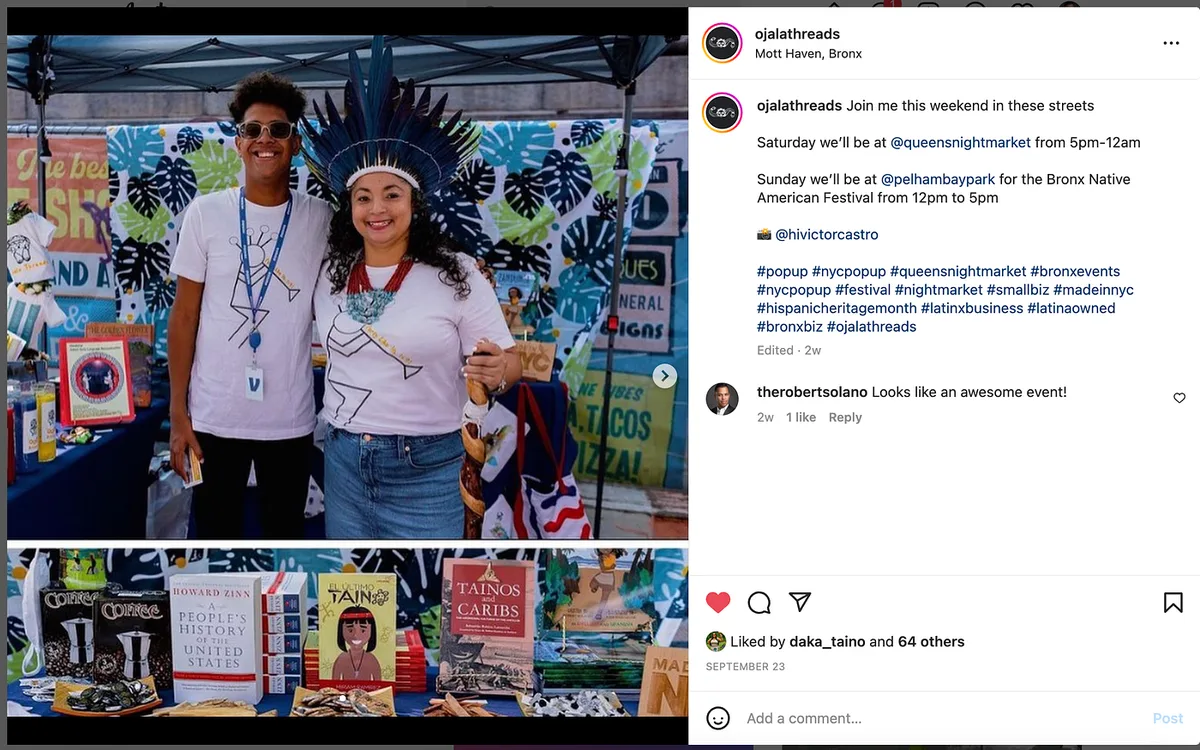 Taíno descendants sharing Taíno culture at a community festival booth